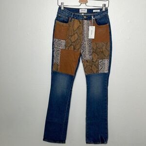 FRAME Le Mini Boot Patchwork Snake Skin Womens Size 25